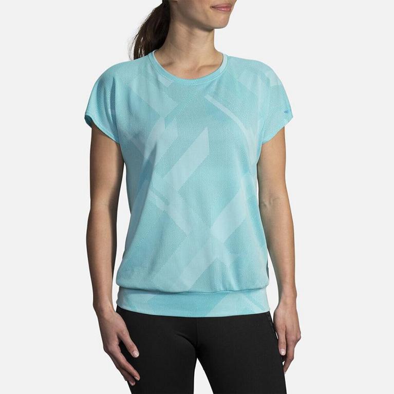 Brooks Array Women's Short Sleeve Running Shirt - Blue (67214-JSQH)